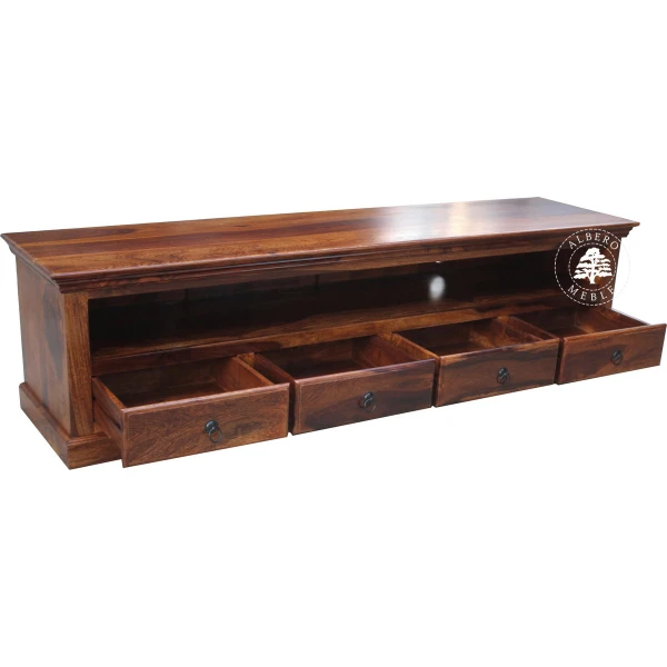 Klasyczna długa komoda z szufladami z drzewa litego