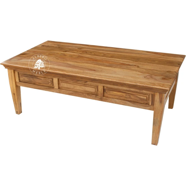 Klasyczna duża drewniana ława kawowa z szufladami