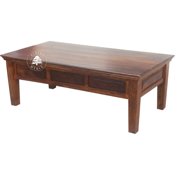 Klasyczna duża drewniana ława kawowa z szufladami