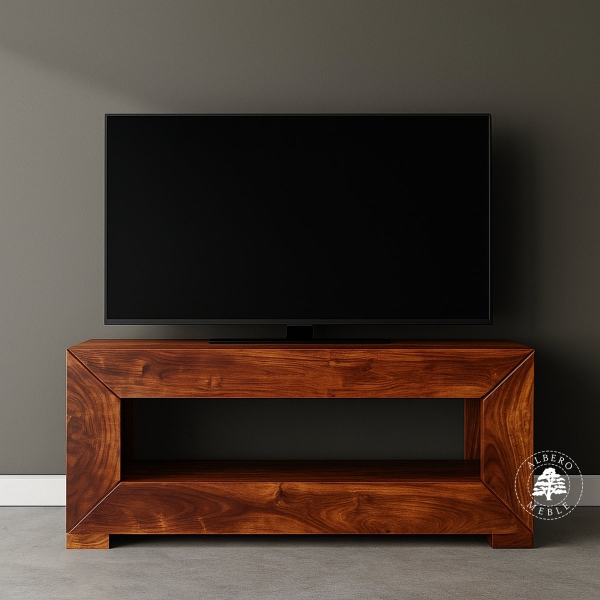 Niska półka pod tv wykonana z litego drewna palisander