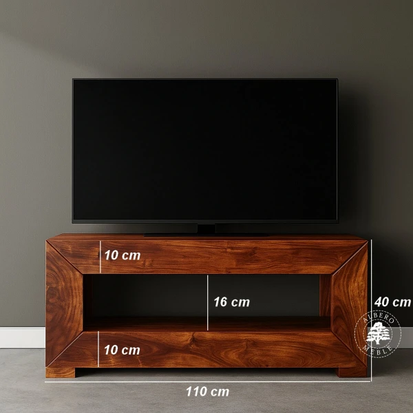 Niska półka pod tv wykonana z litego drewna palisander