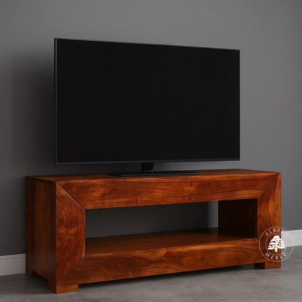 Niska półka pod tv wykonana z litego drewna palisander