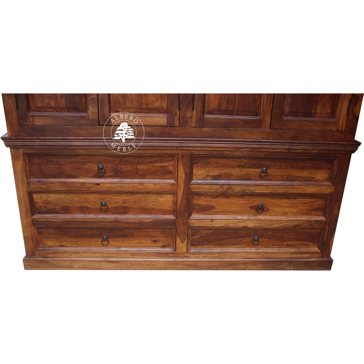 Czterodrzwiowa klasyczna szafa z ciemnego drewna palisandru