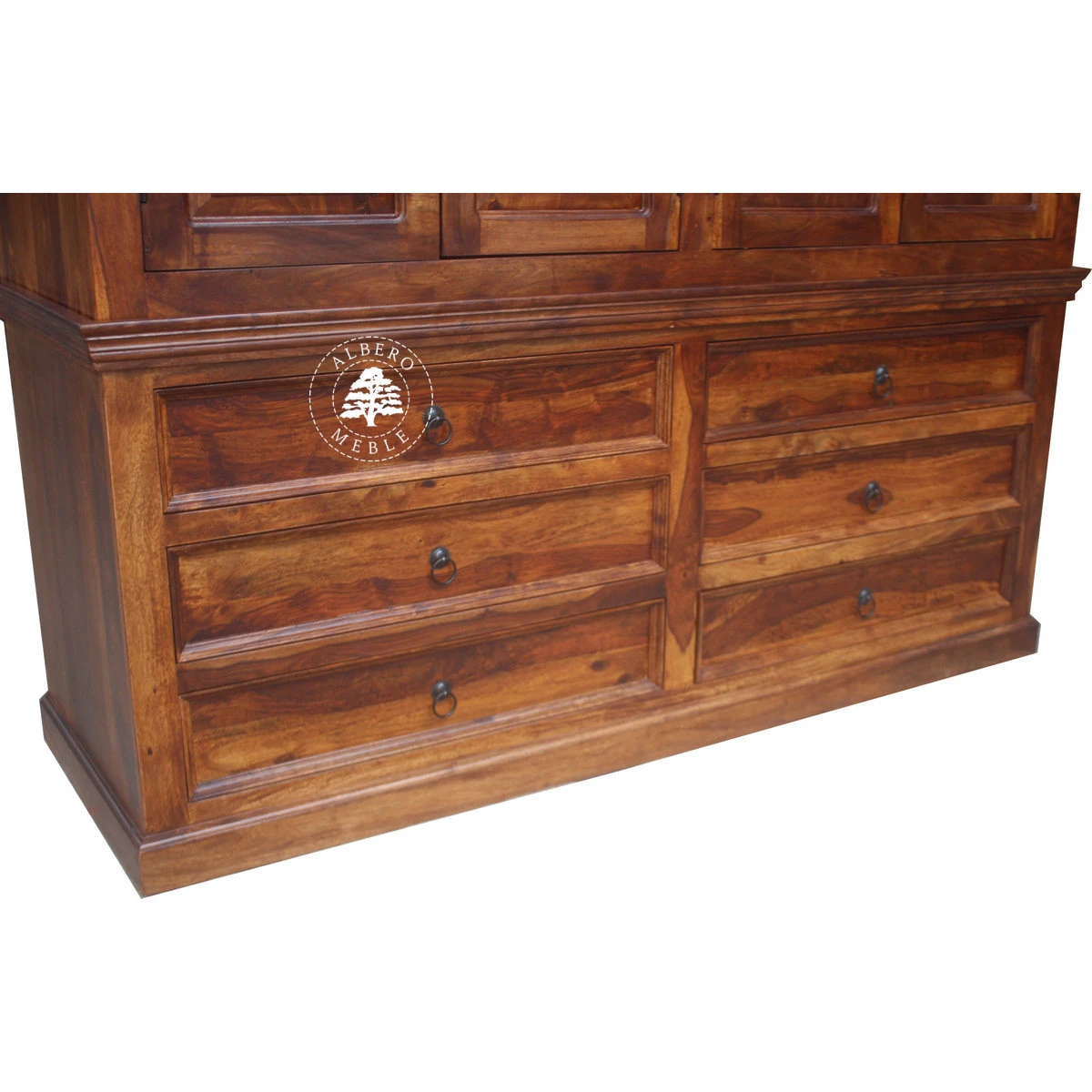 Czterodrzwiowa klasyczna szafa z ciemnego drewna palisandru