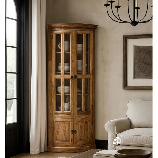 Klasyczna Drewniana Witryna Narożna