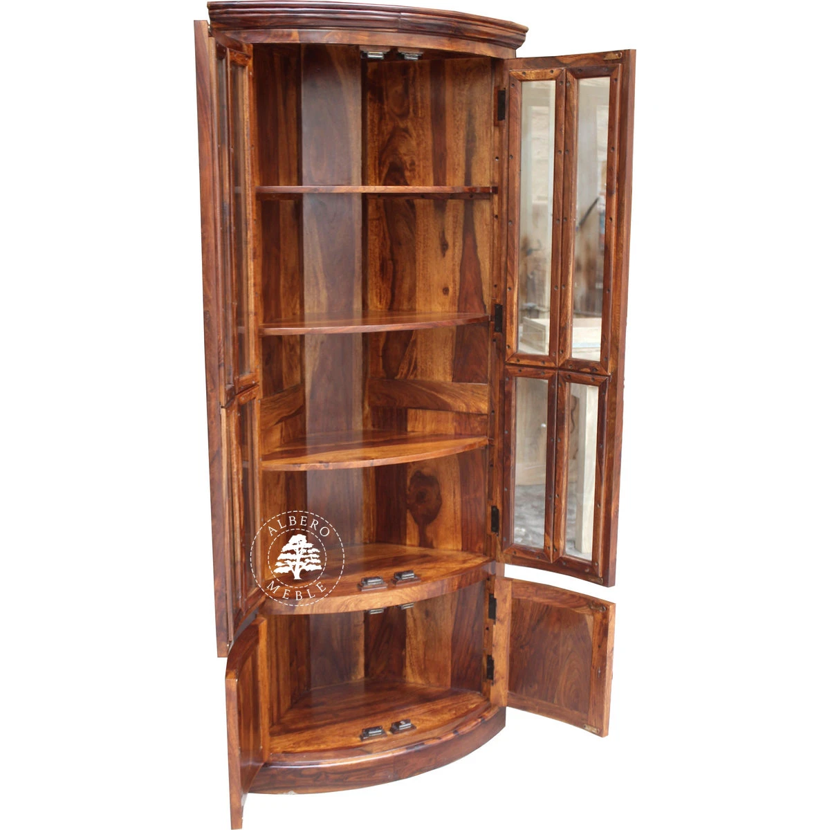 Klasyczna Drewniana Witryna Narożna