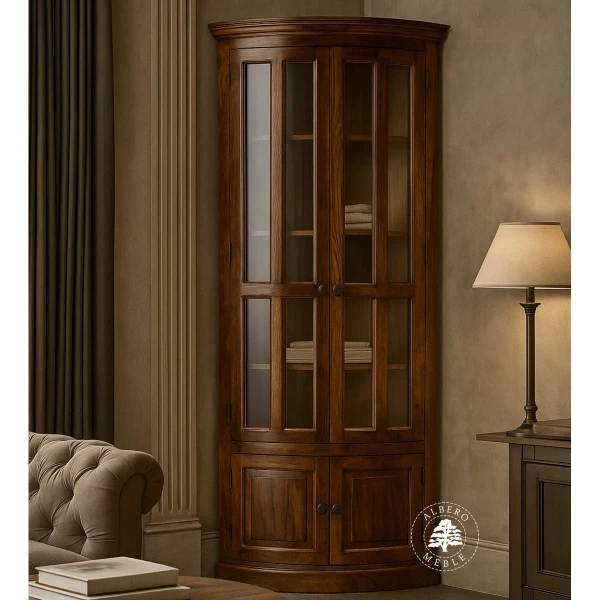 Klasyczna Drewniana Witryna Narożna