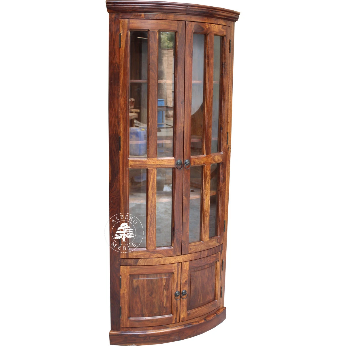 Klasyczna Drewniana Witryna Narożna