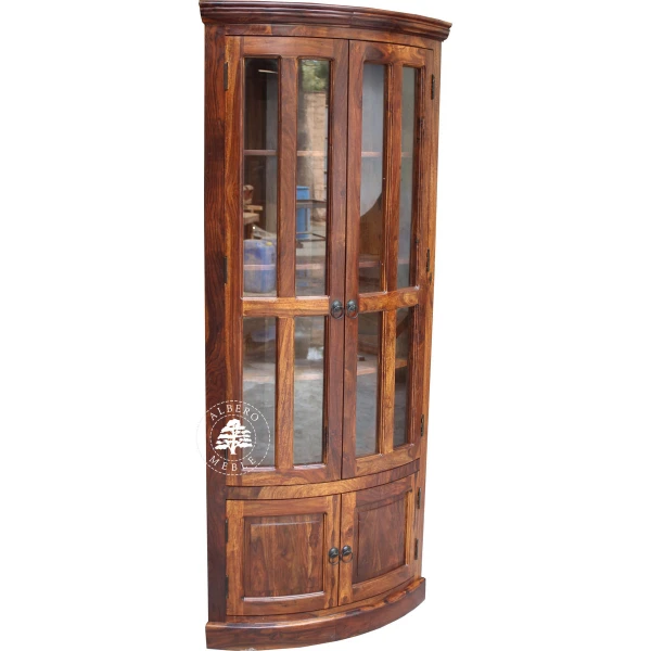 Klasyczna Drewniana Witryna Narożna
