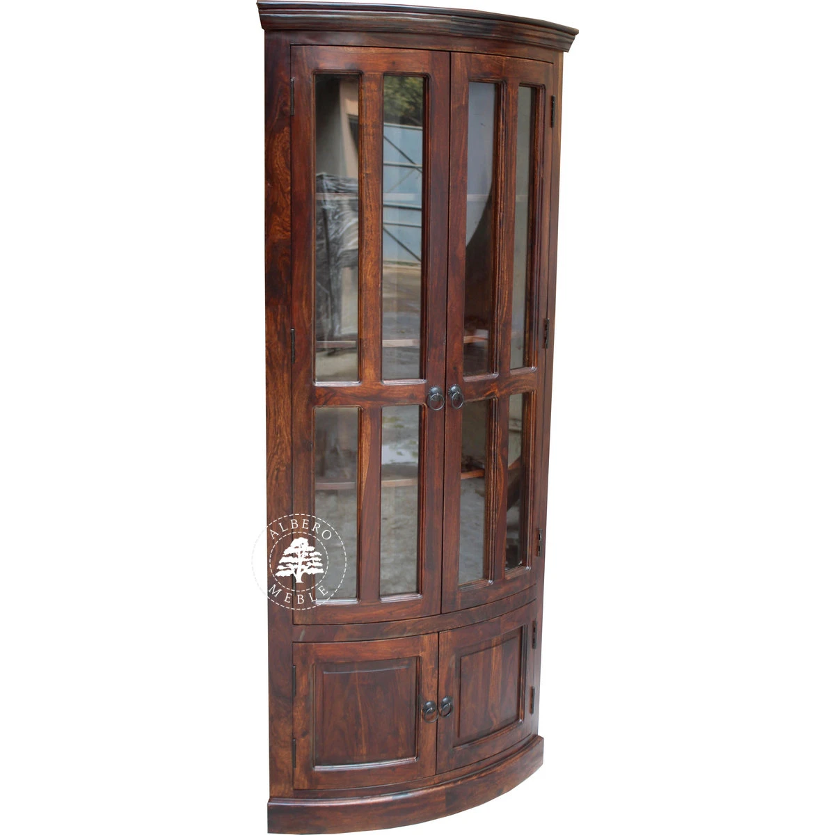 Klasyczna Drewniana Witryna Narożna