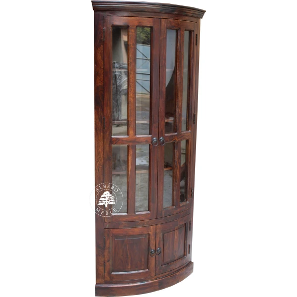 Klasyczna Drewniana Witryna Narożna