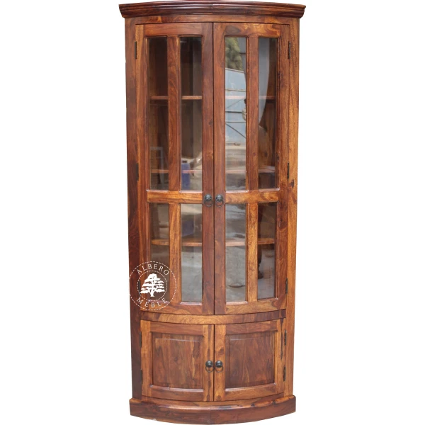 Klasyczna Drewniana Witryna Narożna