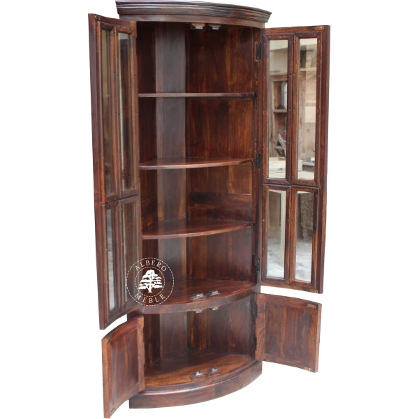 Klasyczna Drewniana Witryna Narożna