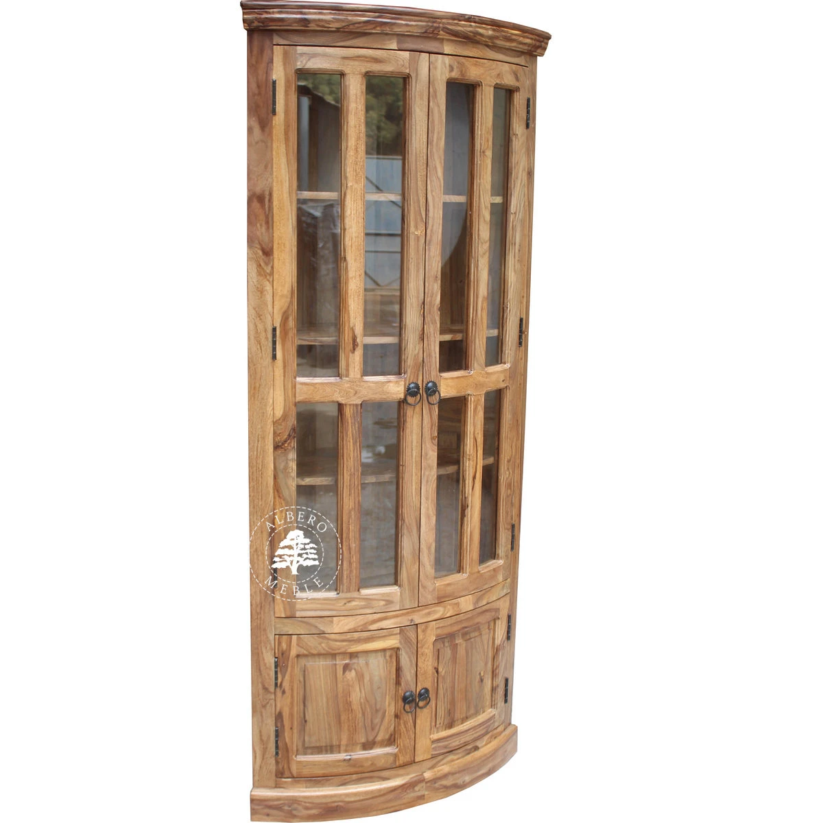 Klasyczna Drewniana Witryna Narożna