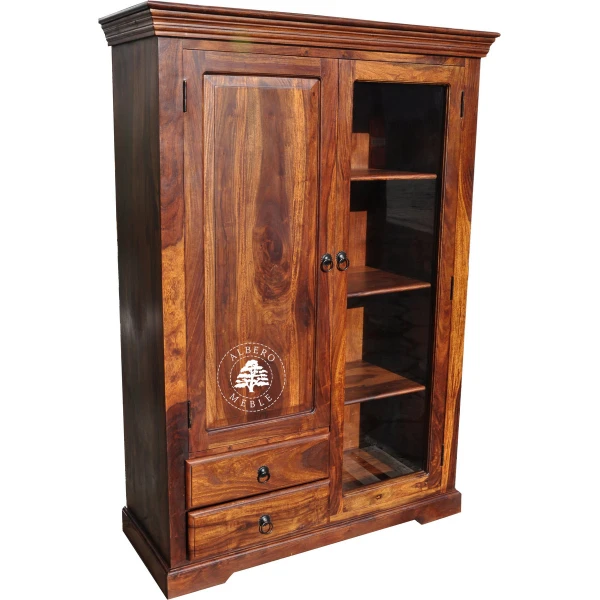 Klasyczny szeroki kredens drewniany do salonu