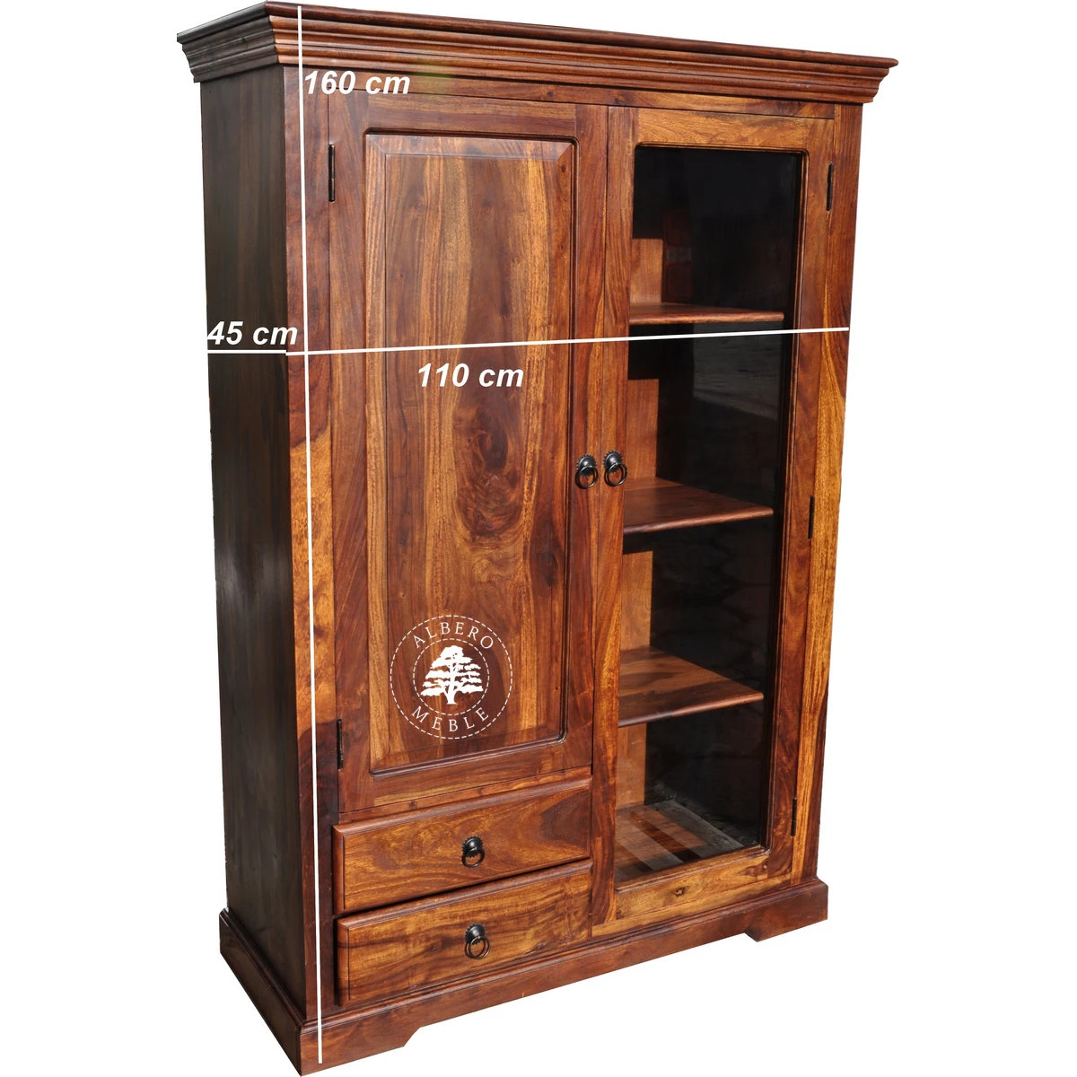 Klasyczny szeroki kredens drewniany do salonu