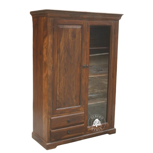 Klasyczny szeroki kredens drewniany do salonu