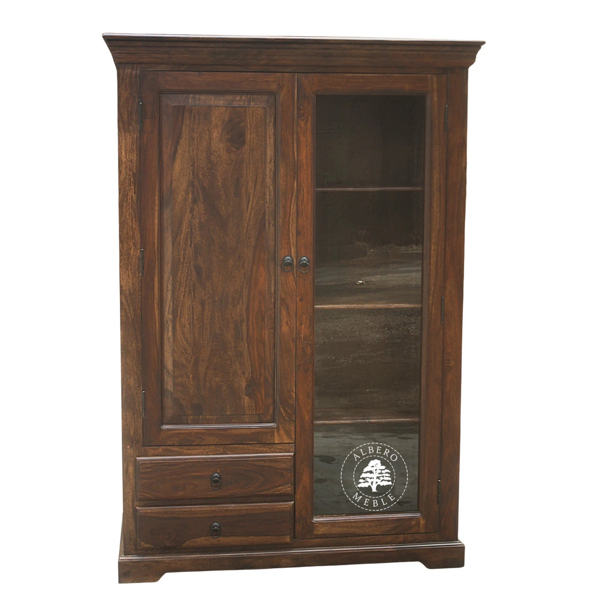 Klasyczny szeroki kredens drewniany do salonu