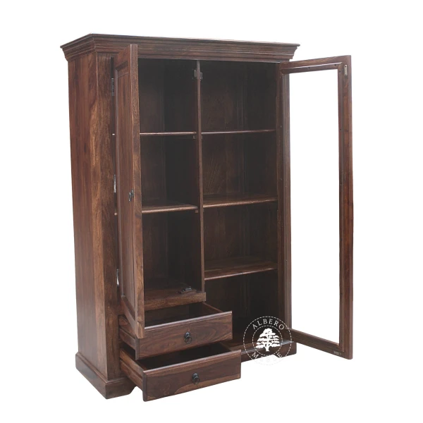 Klasyczny szeroki kredens drewniany do salonu