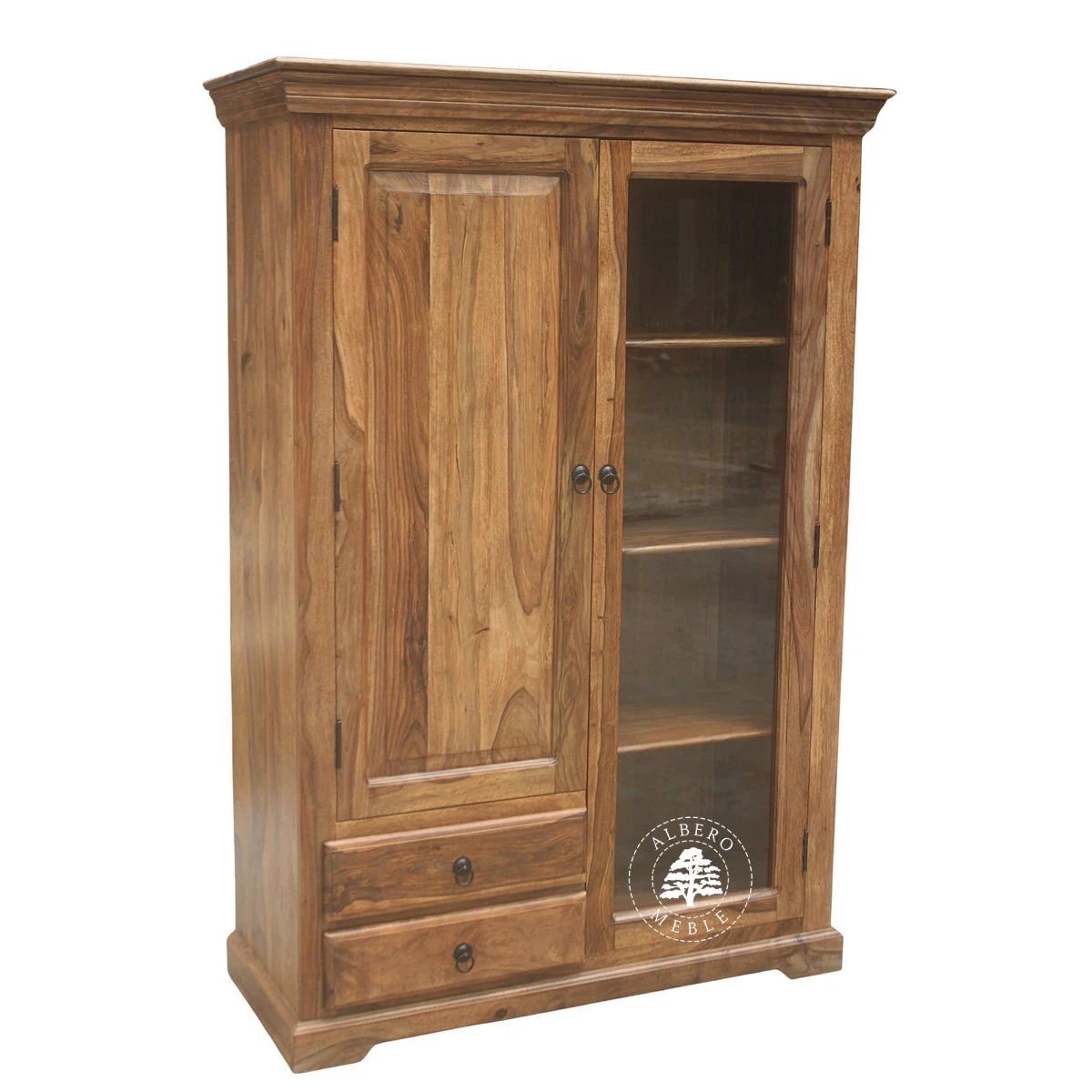 Klasyczny szeroki kredens drewniany do salonu