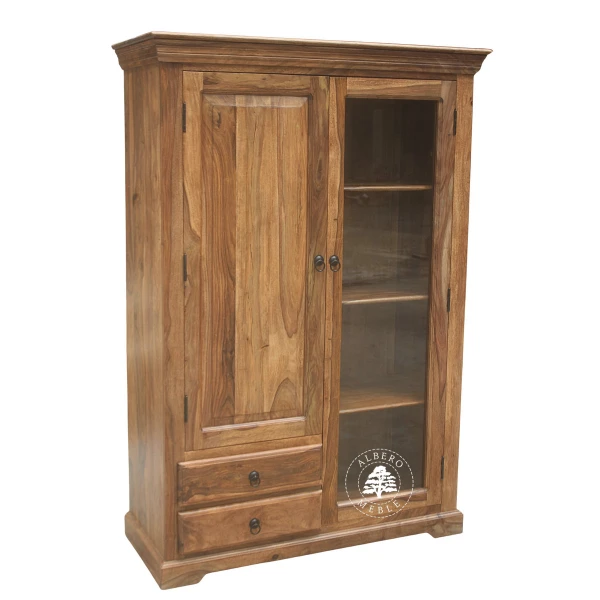 Klasyczny szeroki kredens drewniany do salonu