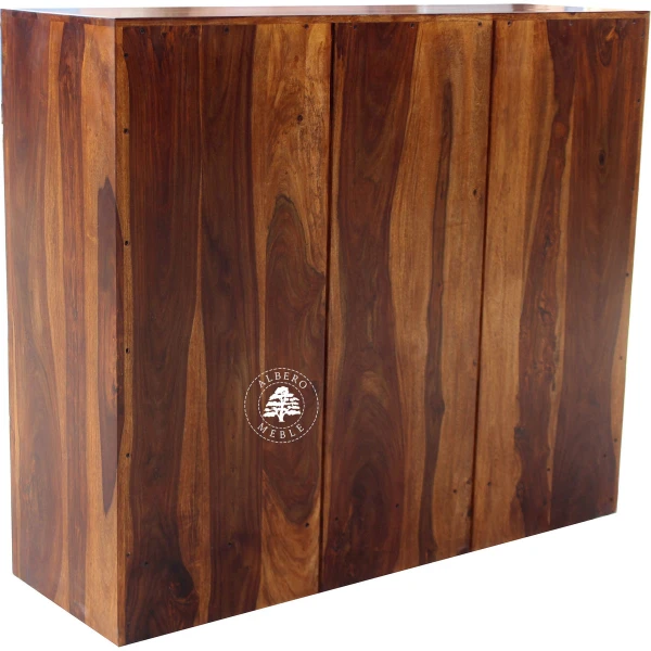 Trzydrzwiowa witryna drewniana z szklanymi drzwiami