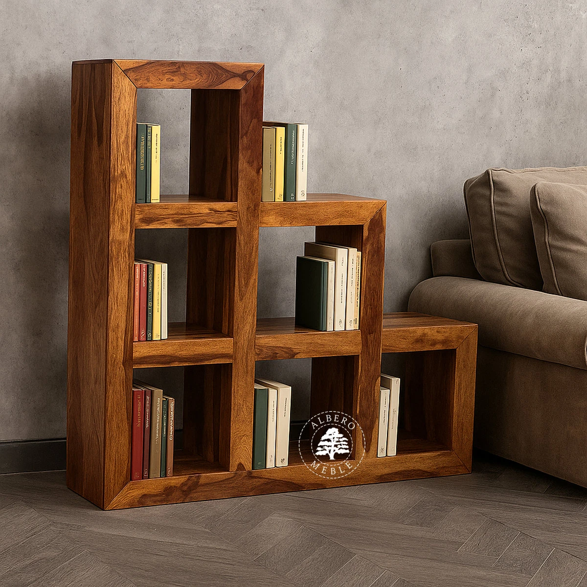Regał schodkowy drewniany Modern Cube