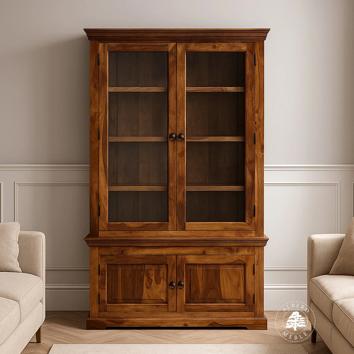 Kredens Drewniany w Klasycznym Stylu do Salonu