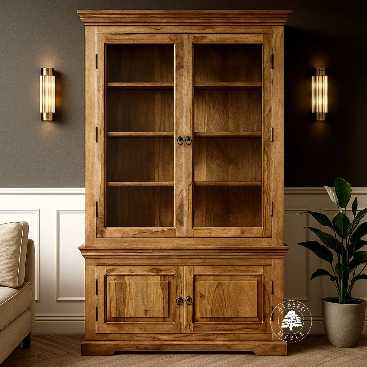 Kredens Drewniany w Klasycznym Stylu do Salonu