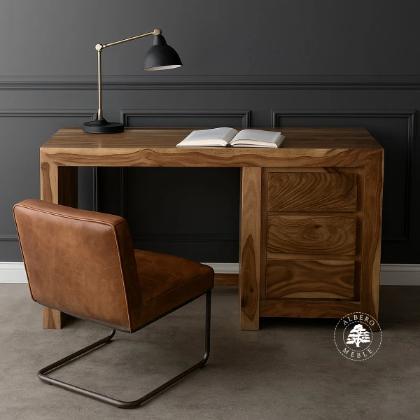 Nowoczesne biurko z drewna litego palisander do gabinetu