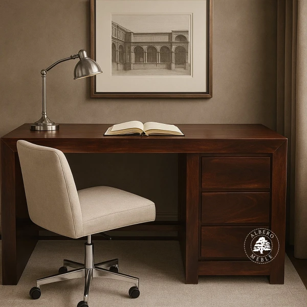 Nowoczesne biurko z drewna litego palisander do gabinetu