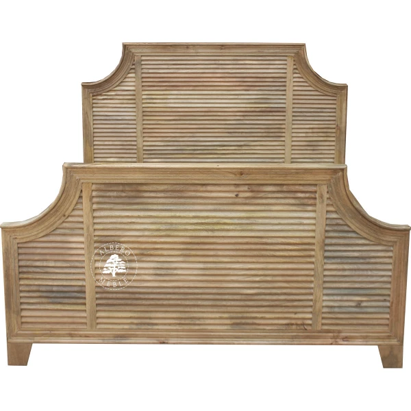 Drewniane Łóżko OSLO w Naturalnym Kolorze z Żaluzjowym W