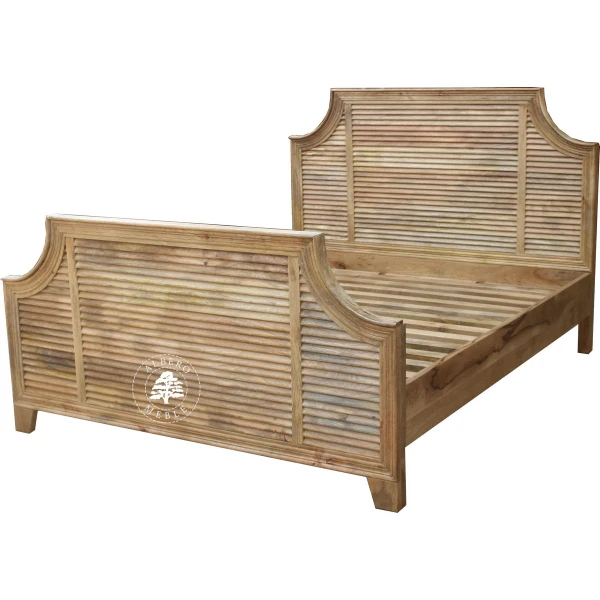 Drewniane Łóżko OSLO w Naturalnym Kolorze z Żaluzjowym W