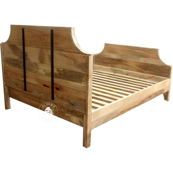 Drewniane Łóżko OSLO w Naturalnym Kolorze z Żaluzjowym W