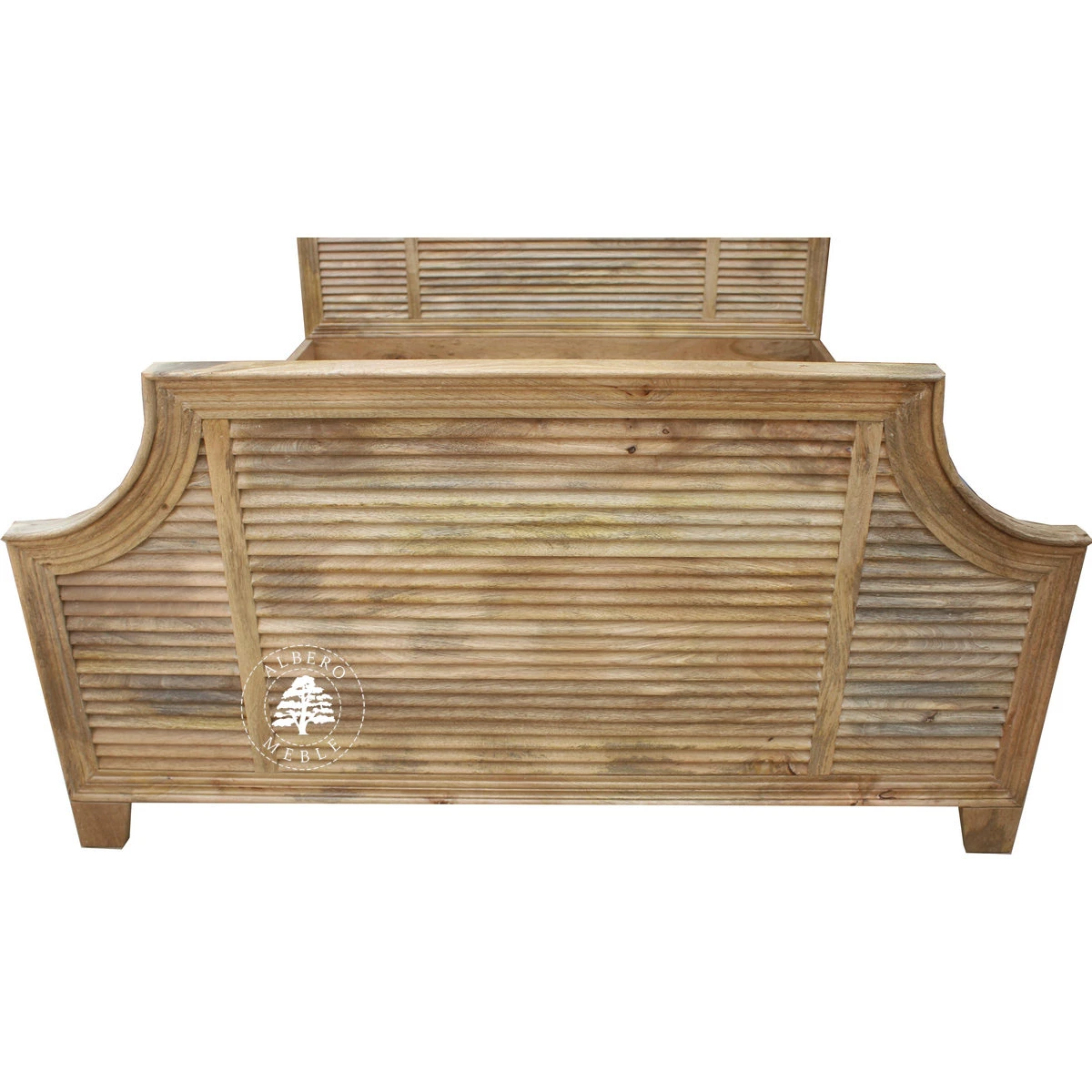 Drewniane Łóżko OSLO w Naturalnym Kolorze z Żaluzjowym W