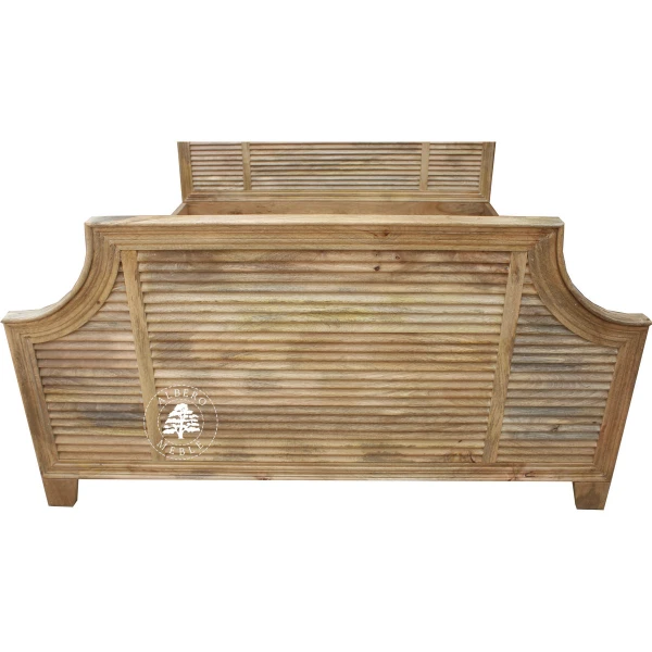 Drewniane Łóżko OSLO w Naturalnym Kolorze z Żaluzjowym W