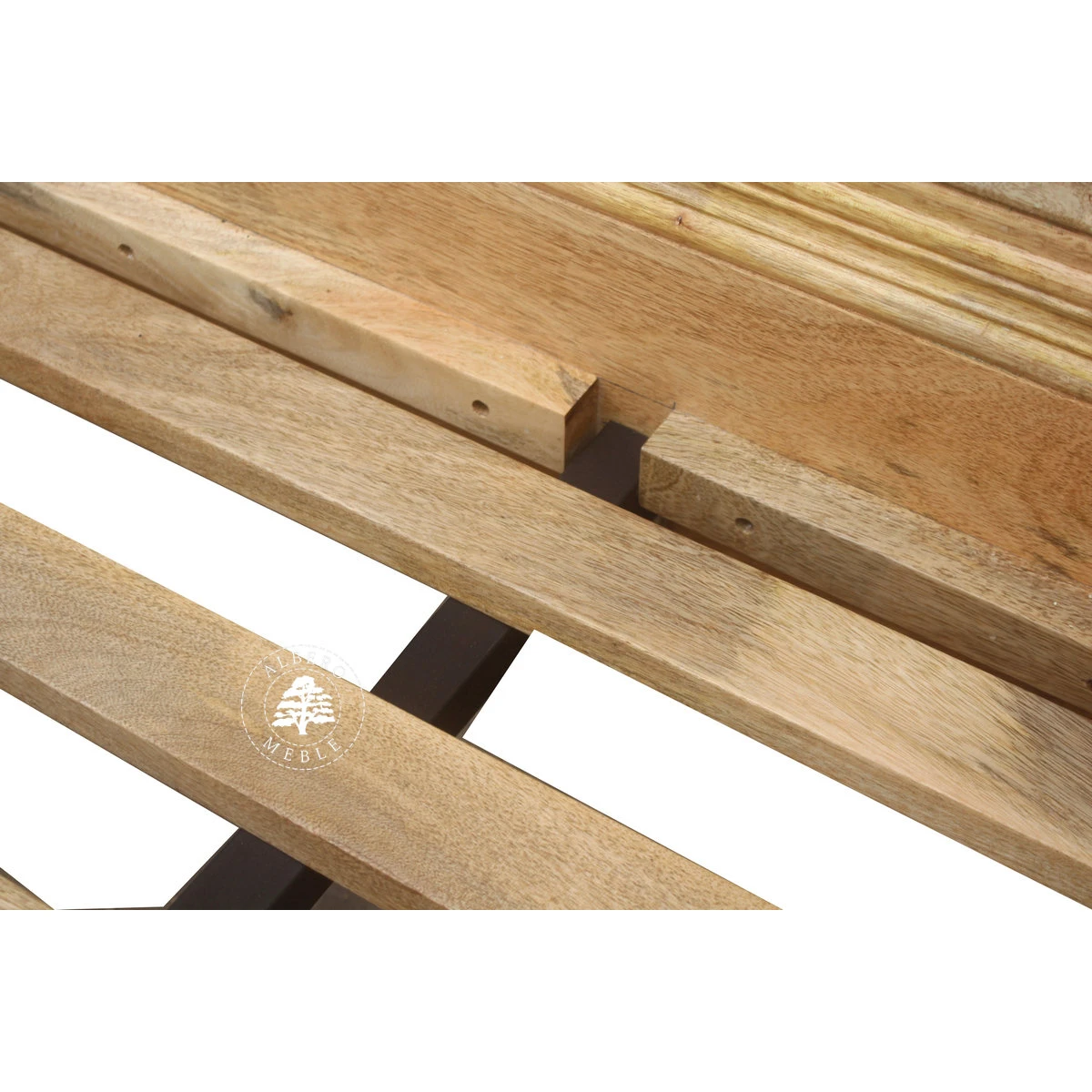 Drewniane Łóżko OSLO w Naturalnym Kolorze z Żaluzjowym W