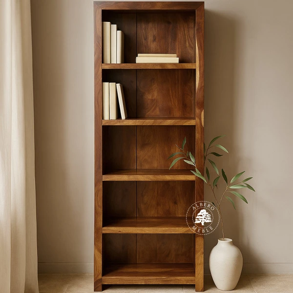 Prosty Regał z Drewna z Półkami do Salonu