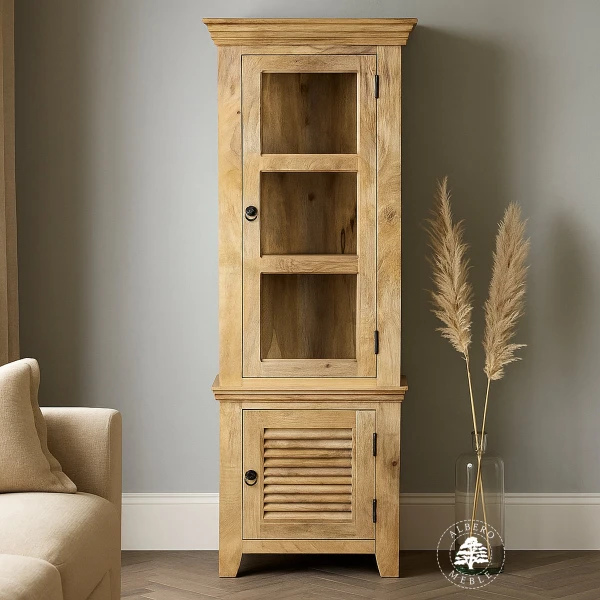 Wąska Drewniana Witryna w Jasnym Kolorze, Przeszklona