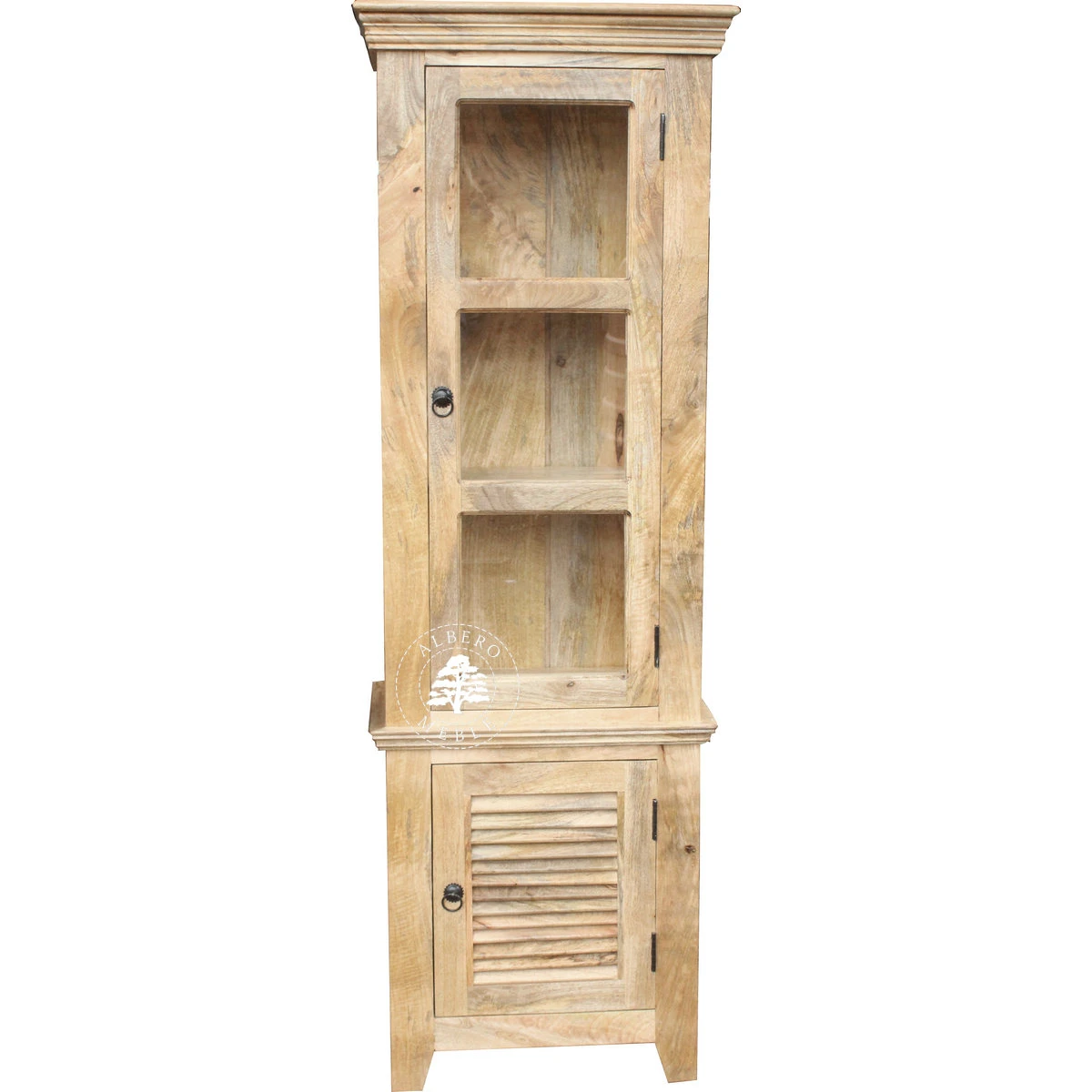 Wąska Drewniana Witryna w Jasnym Kolorze, Przeszklona