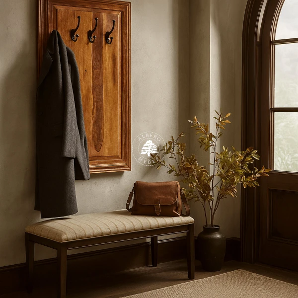 Klasyczny wieszak z litego drewna palisander