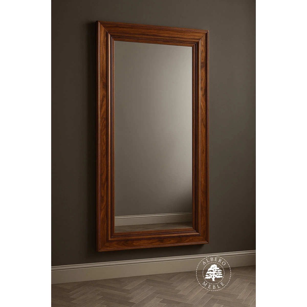 Lustro w klasycznej ramie z drewna litego palisandrowego