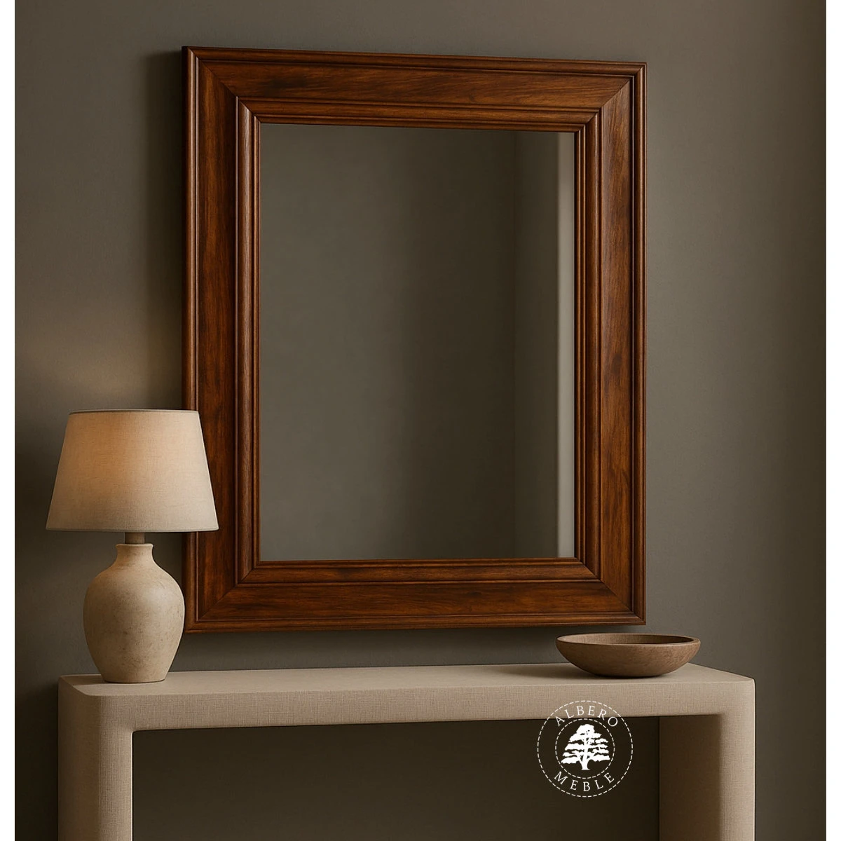 Lustro w klasycznej ramie z drewna litego palisandrowego