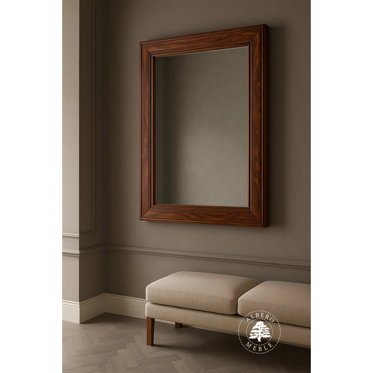 Lustro w klasycznej ramie z drewna litego palisandrowego