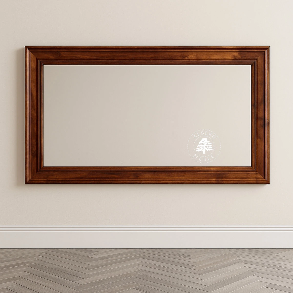 Lustro w klasycznej ramie z drewna litego palisandrowego