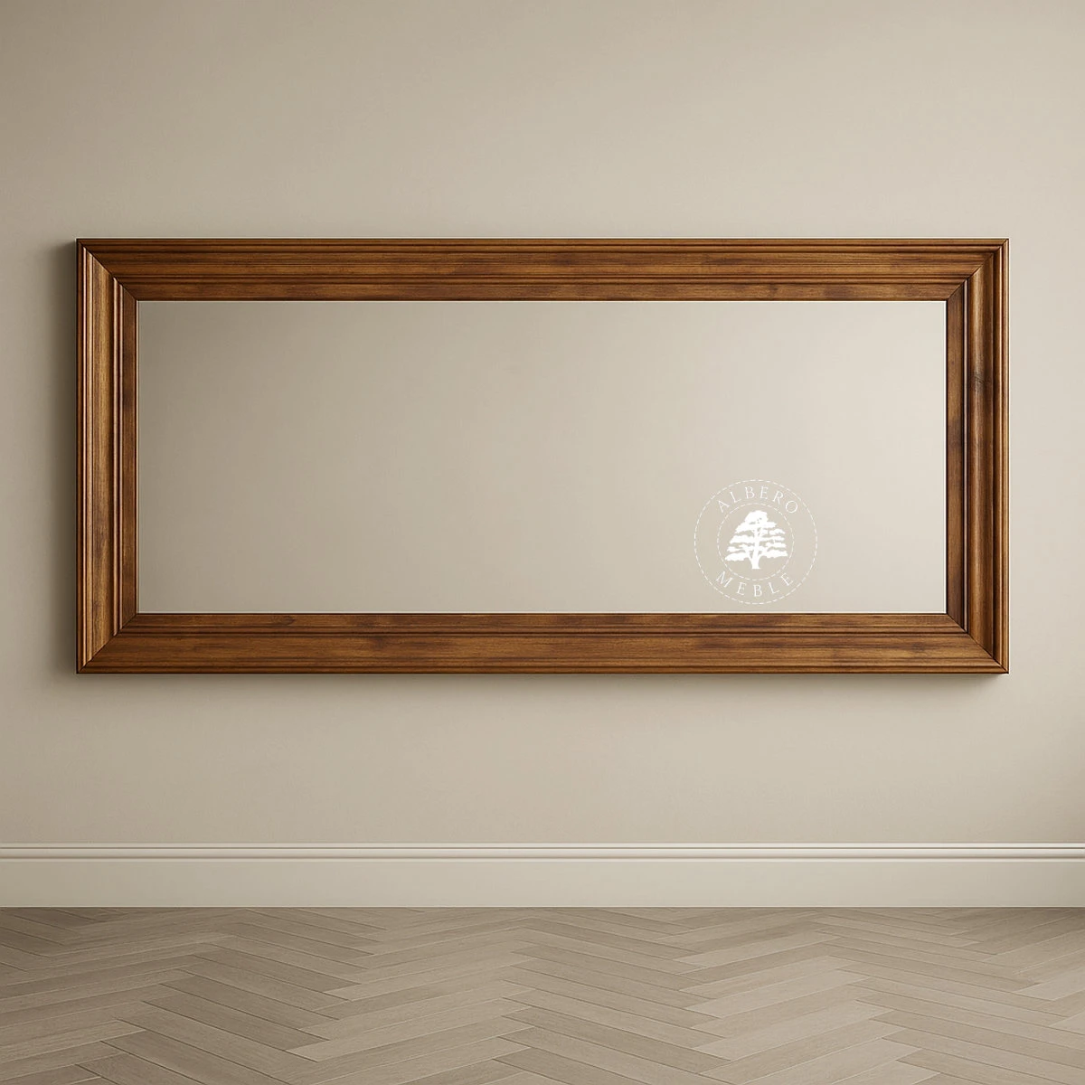 Lustro w klasycznej ramie z drewna litego palisandrowego