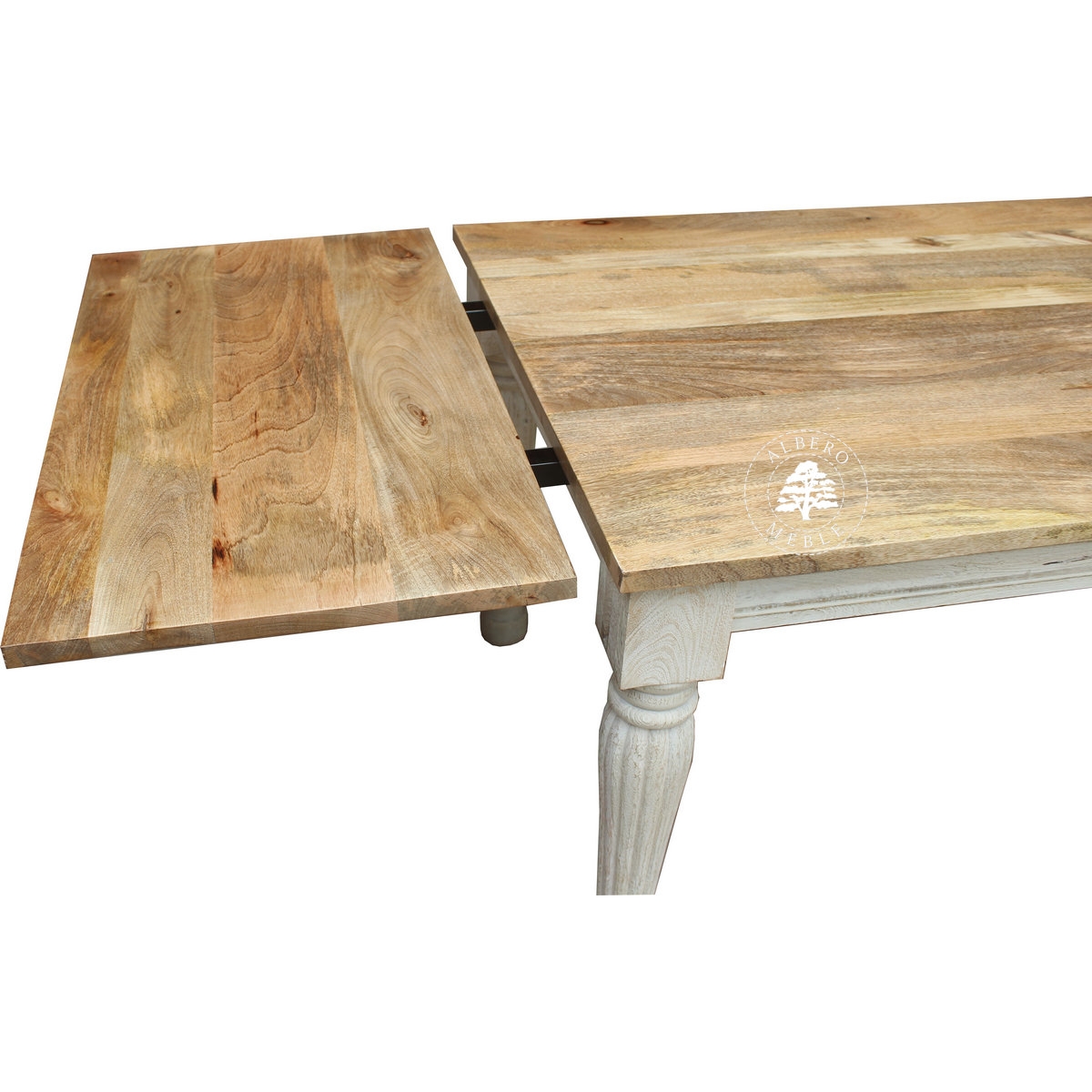 Bielony indyjski stół z litego drewna