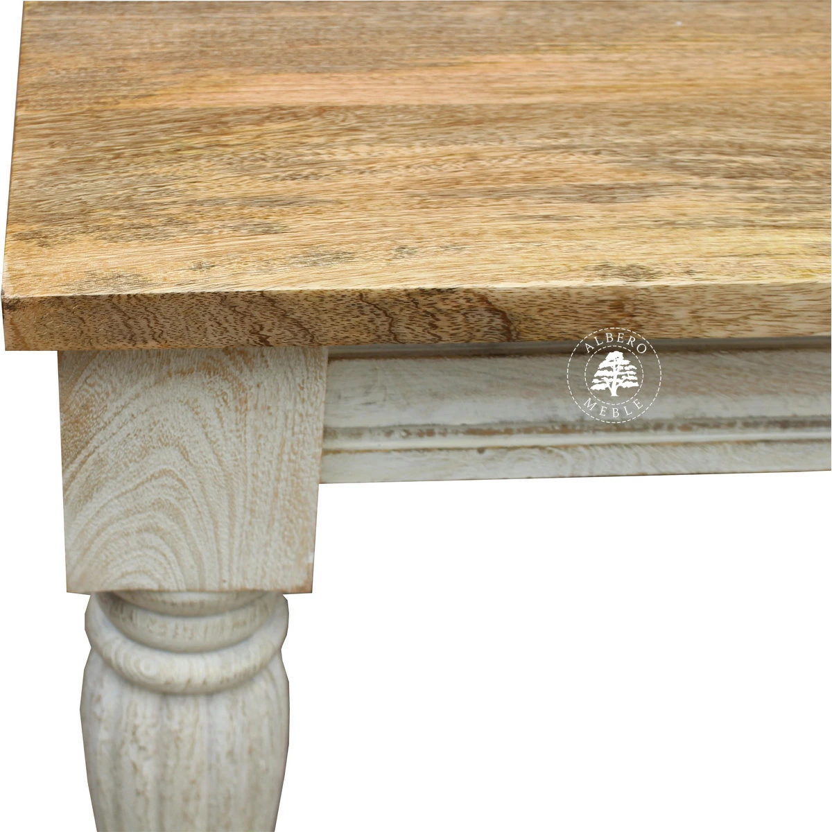 Bielony indyjski stół z litego drewna