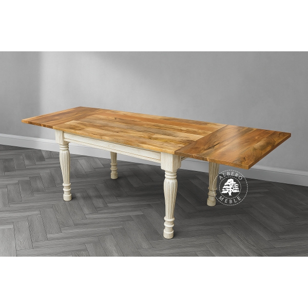 Bielony indyjski stół z litego drewna