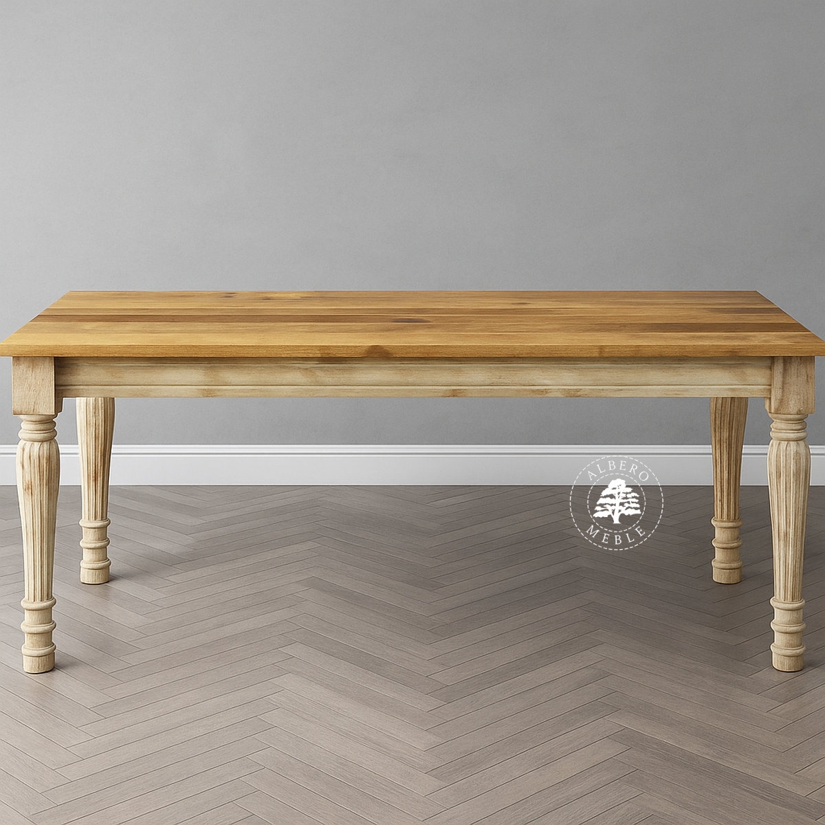 Bielony indyjski stół z litego drewna